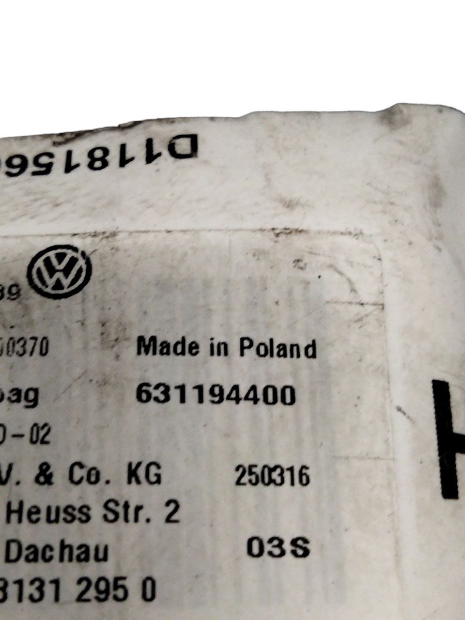 Airbag Sedile anteriore destro (Dx) Volkswagen Touran III (2007-2015) cod.631194400