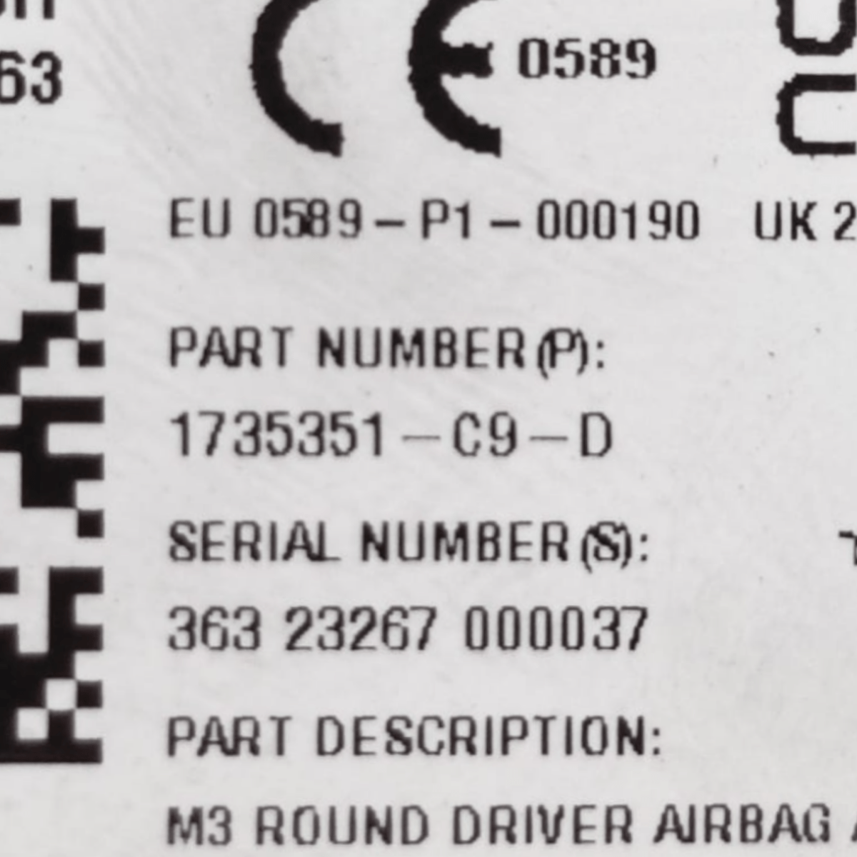 Airbag volante tesla model 3 cod: 1735351c9d (2021-)