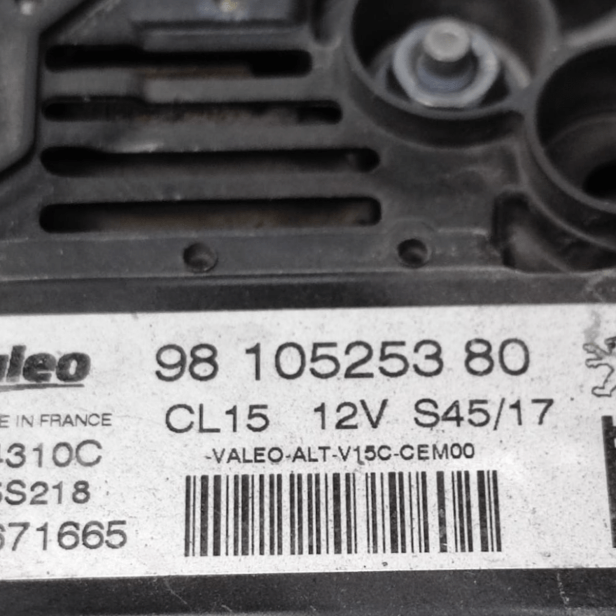 Alternatore peugeot 208 1.6 diesel cod: 9810525380 (2012-2019)