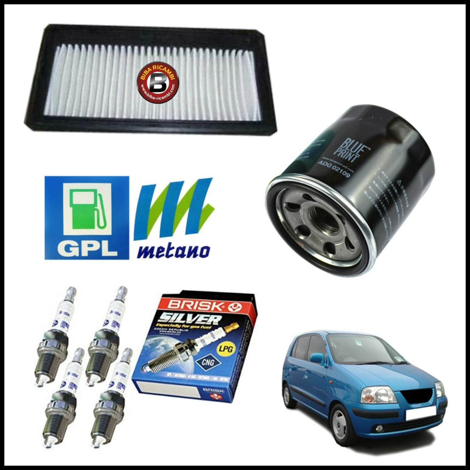 Kit Tagliando Filtri | Candele Per Hyundai Atos Prime 1.000 40kw/54cv dal 1999> BIBA-RICAMBI