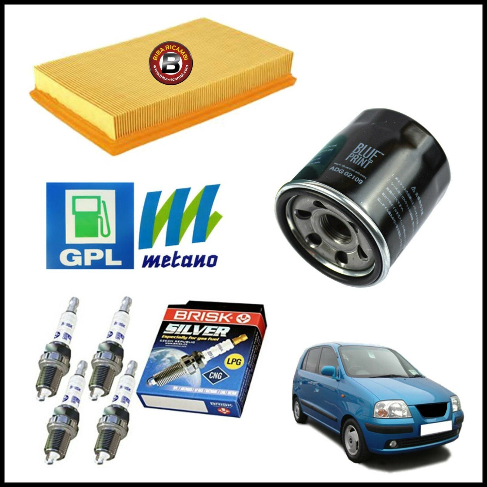 Kit Tagliando Filtri | Candele Per Hyundai Atos Prime 1.100 43kw/58cv dal 2003> BIBA-RICAMBI