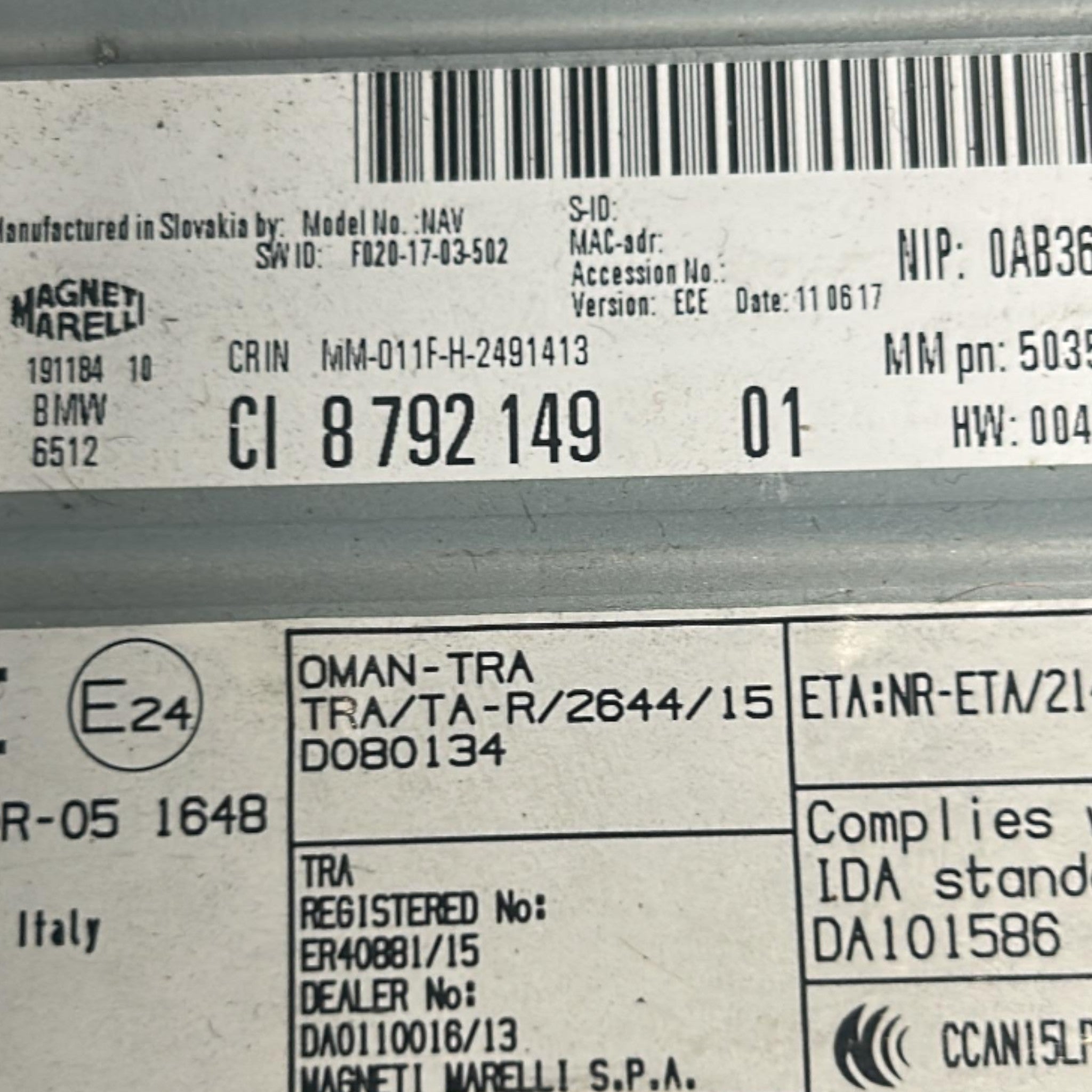 Autoradio BMW X1 (F48) cod.8792149 (2015 > 2022)