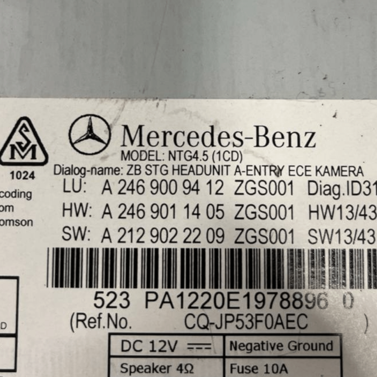 Autoradio / Stereo Mercedes - Benz Classe B W246 (2011 al 2018) cod: A2469009412
