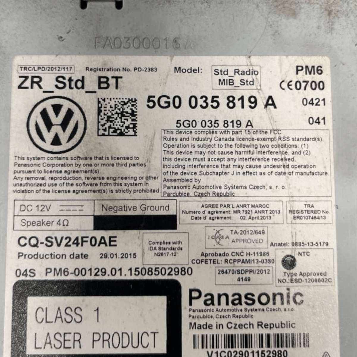 Autoradio / Stereo Volkswagen Golf VII (2012 al 2018) cod: 5G0035819A