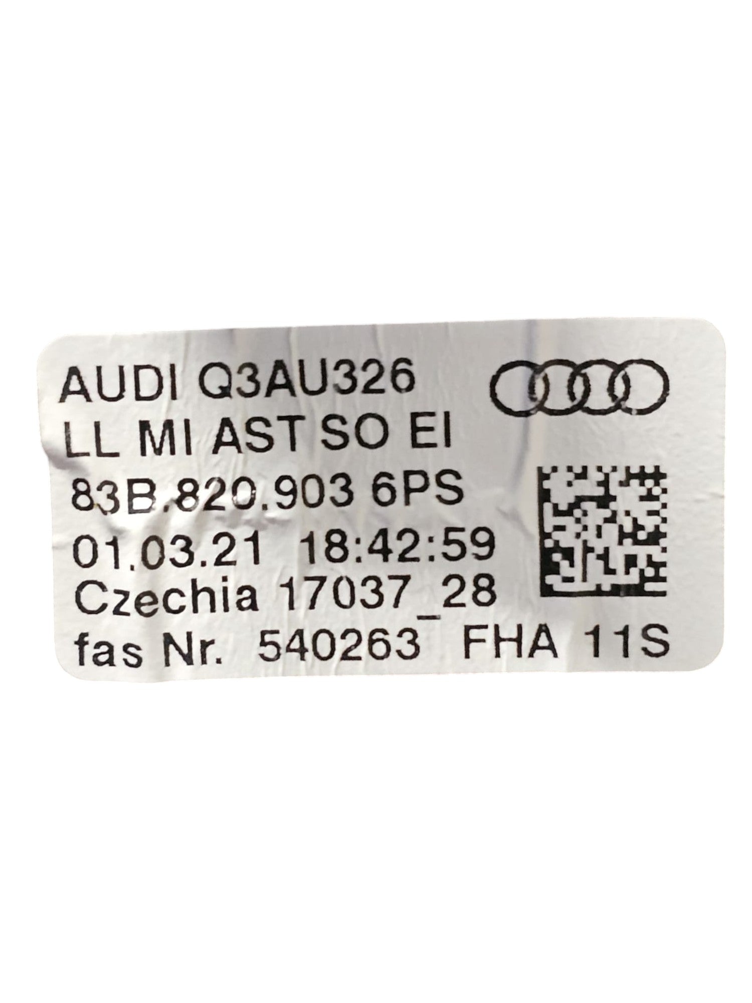 Bocchette Aria Anteriore Centrale Audi Q3 F3 Cod:83B8209036PS (2018->)