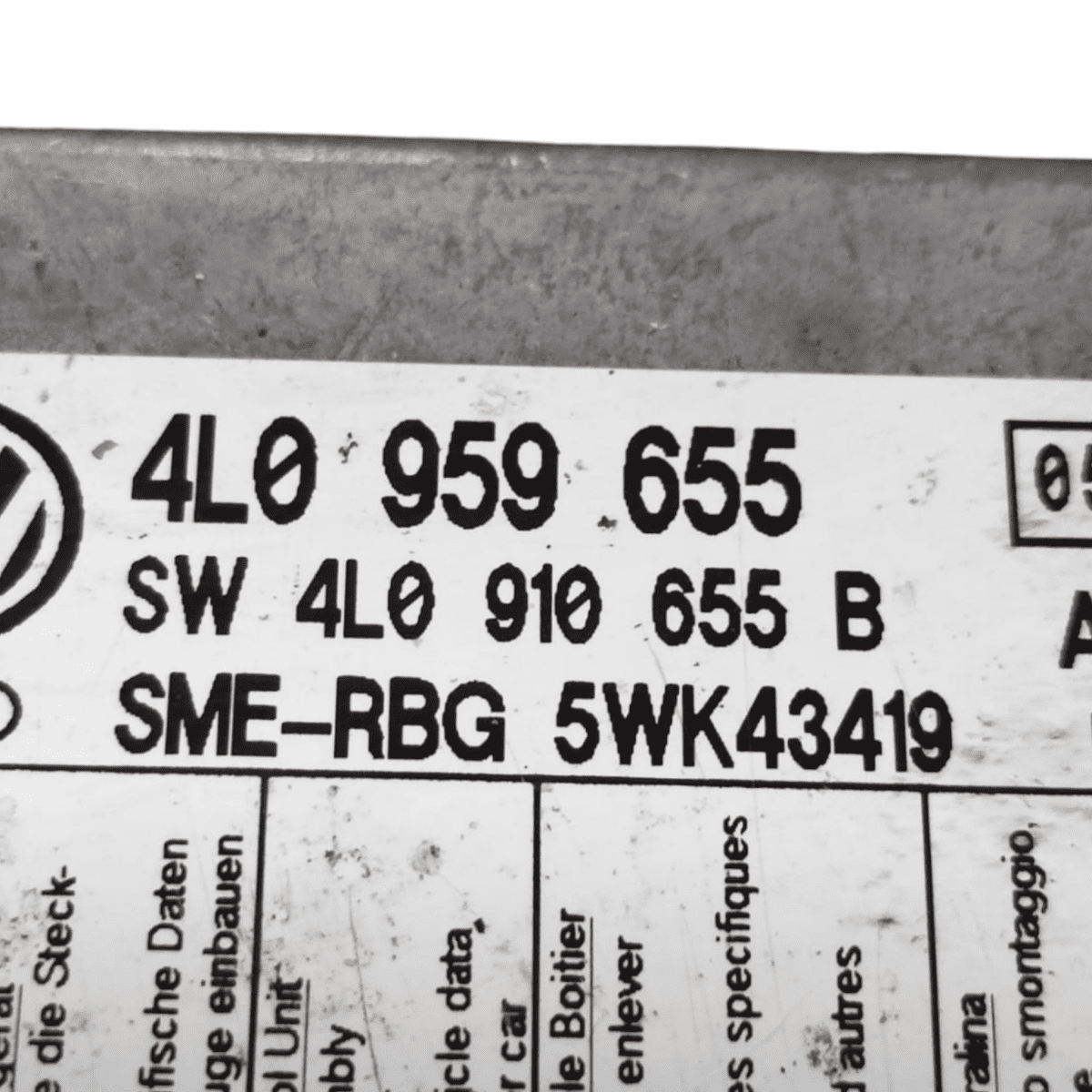 Centralina airbag audi q7 cod: 4l0959655 (2005-2015)