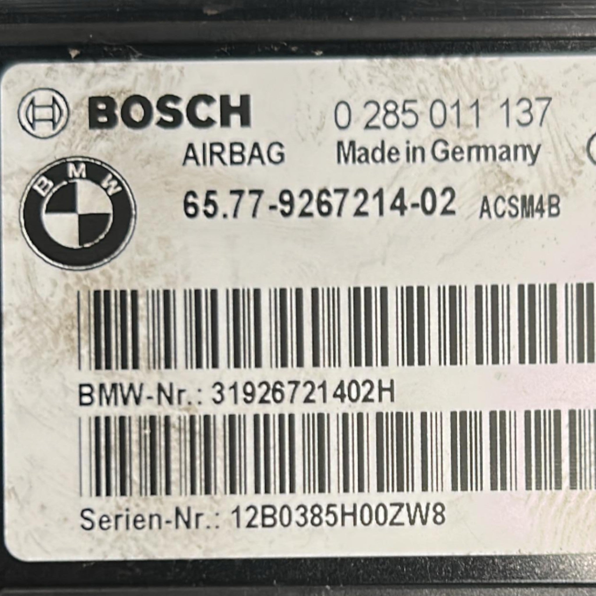 Centralina AirBag BMW Serie 1 (F20) cod.9267214-02 (2011 > 2019) cod.0285011137