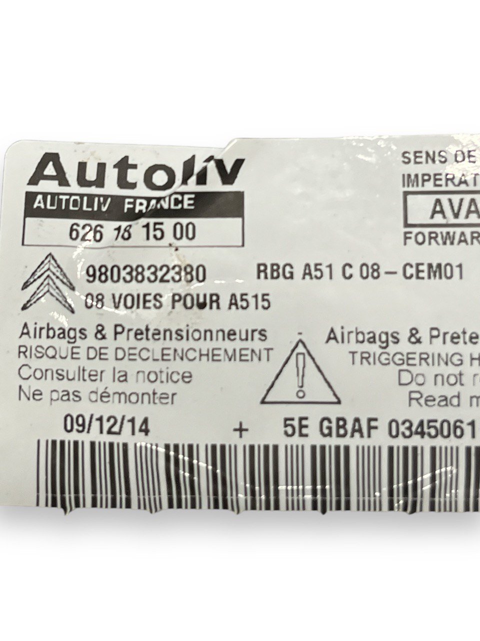 Centralina Airbag Citroen C3 / DS3 (2009-2016) cod.9803832380