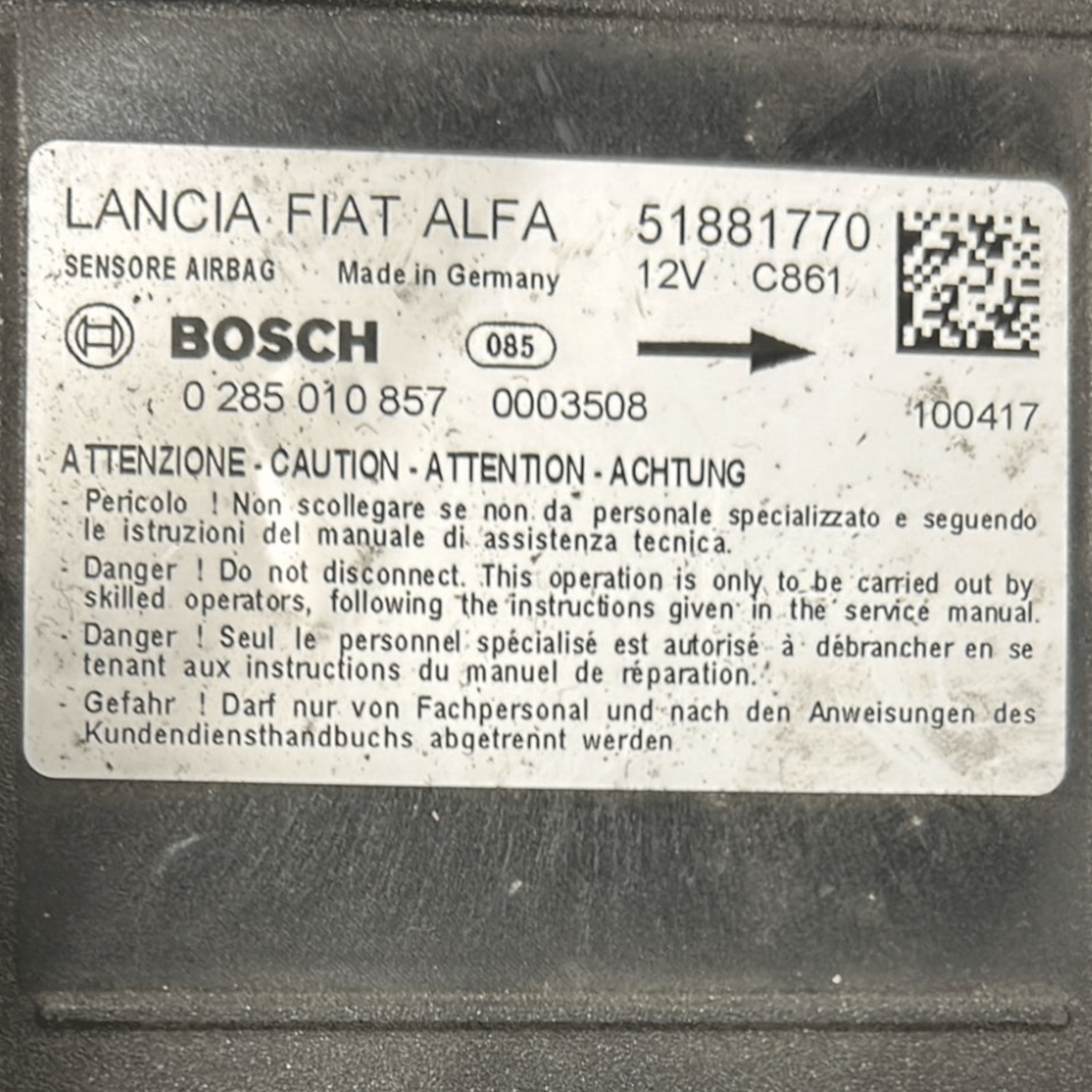 Centralina Airbag Fiat Doblo 1.6 Diesel cod:0285010857 (2009 > 2022)