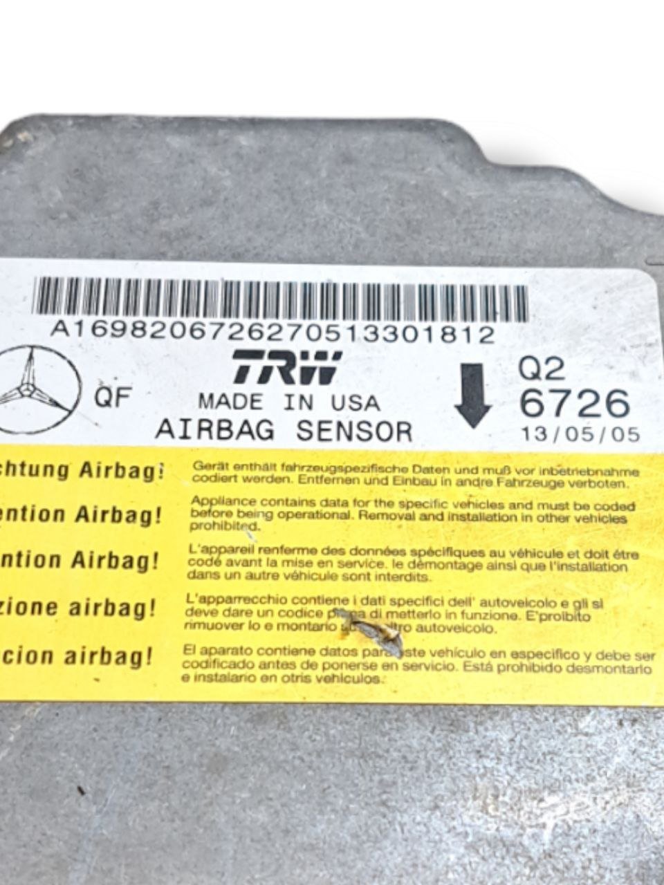 Centralina Airbag Mercedes-Benz Classe A w169 ( 2004 - 2012 ) COD:A1698206726