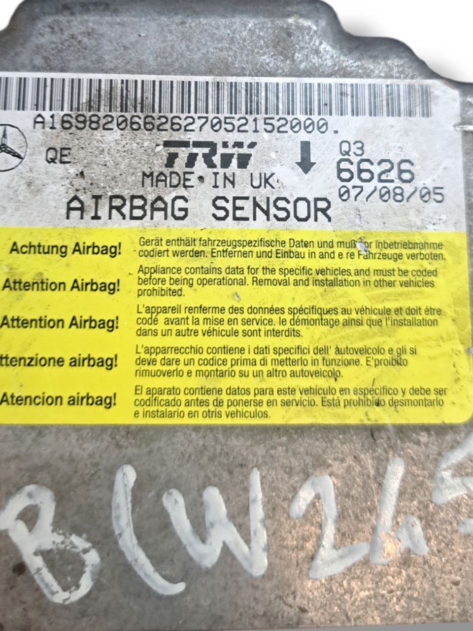 Centralina Airbag Mercedes-Benz Classe B w245 ( 2004 - 2012 ) COD:A1698206626
