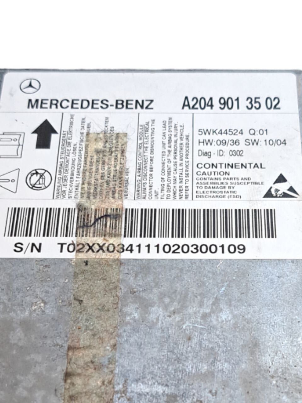 Centralina Airbag Mercedes-Benz Classe C W204 (2007-2014) COD:A2049013502