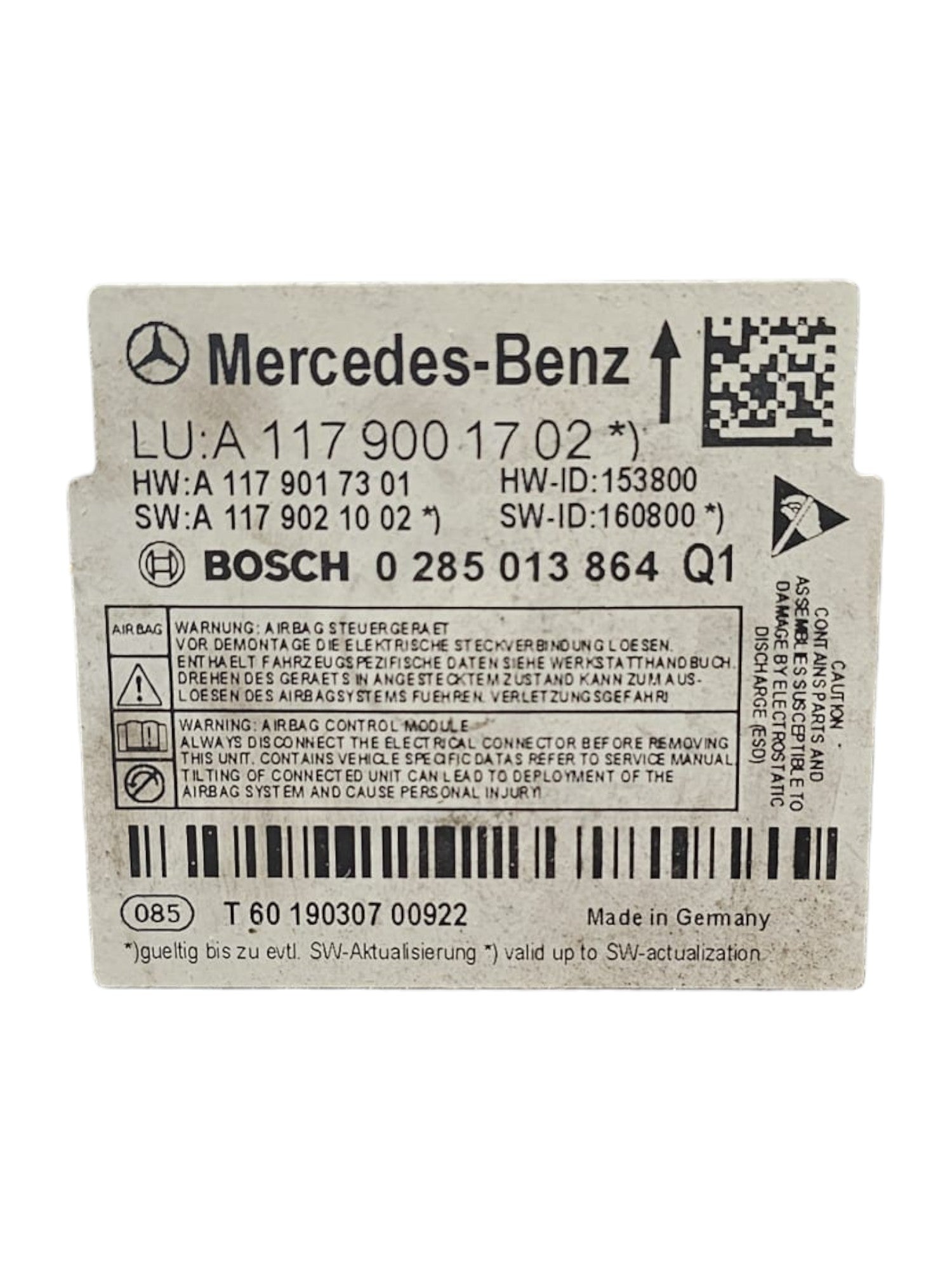 Centralina Airbag Mercedes GLA X156 Cod:A1179001702 (2013-2019)