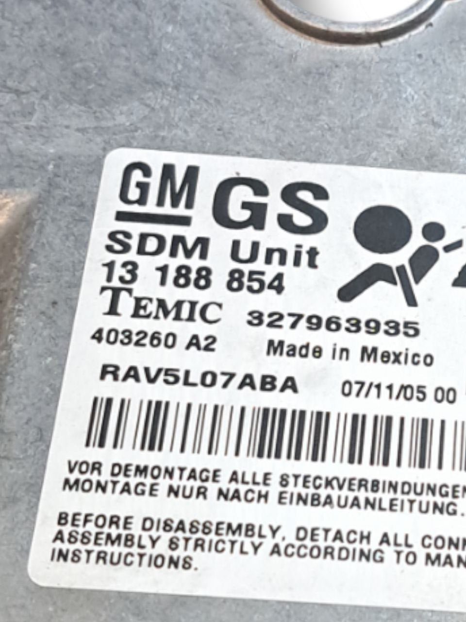 Centralina airbag Opel Astra H (2004-2011) COD:13188854