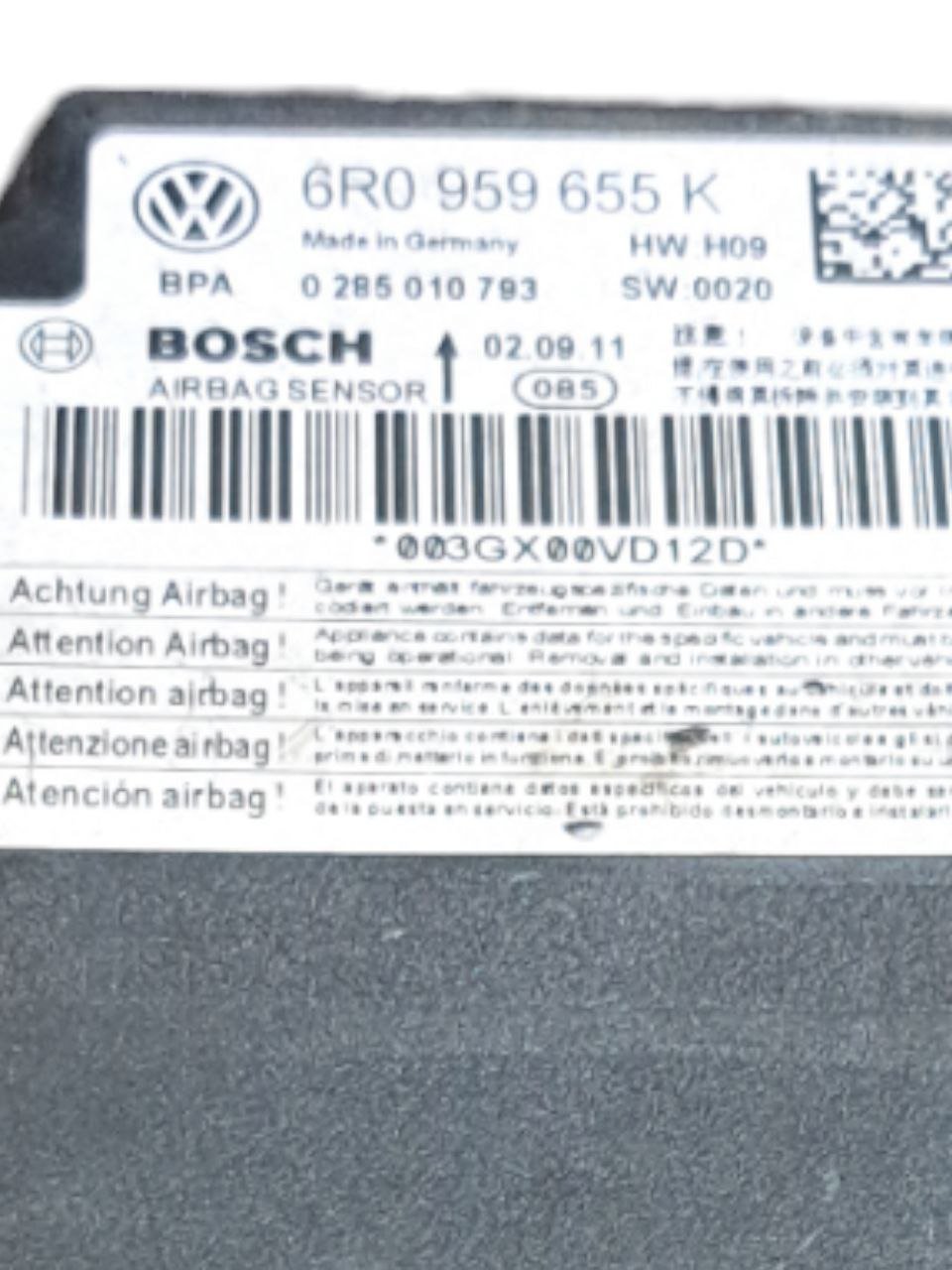 Centralina Airbag Volkswagen Polo 6R (2009- 2017) COD:6R0959655K