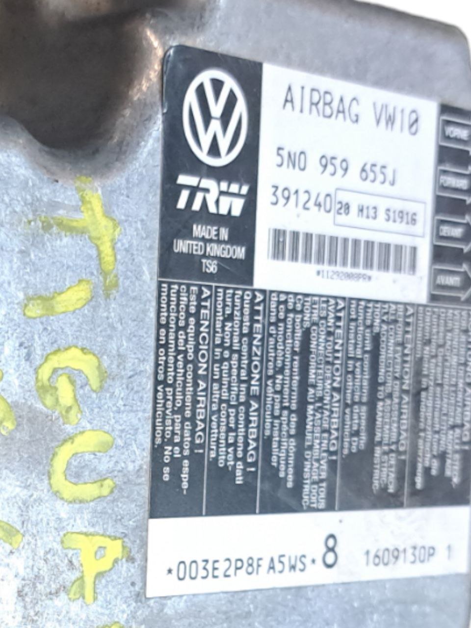 Centralina Airbag Volkswagen Tiguan ( 5N - 2009 ) COD:5N0959655J