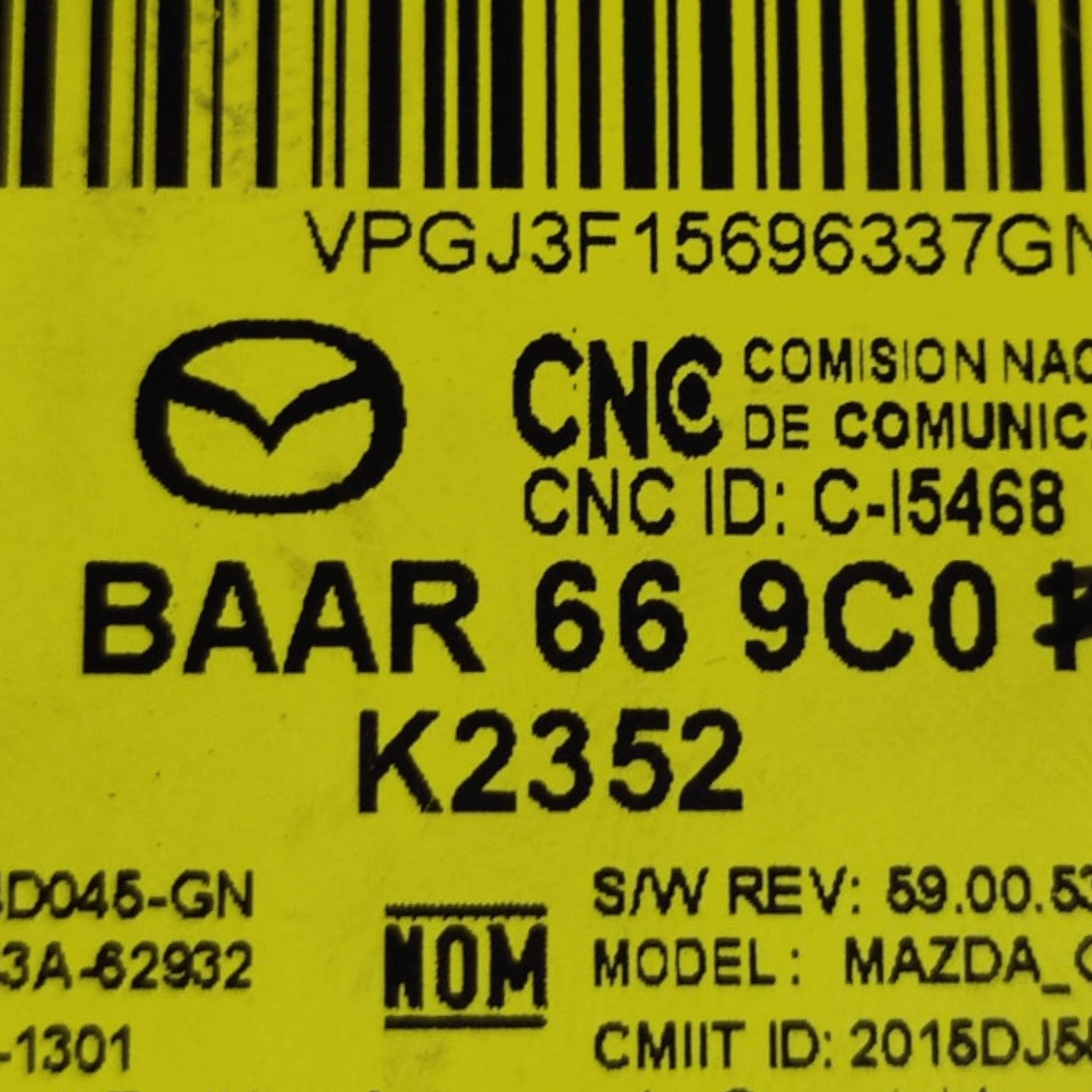 Centralina Autoradio Mazda CX-3 COD: BAAR669C0 (2015>)
