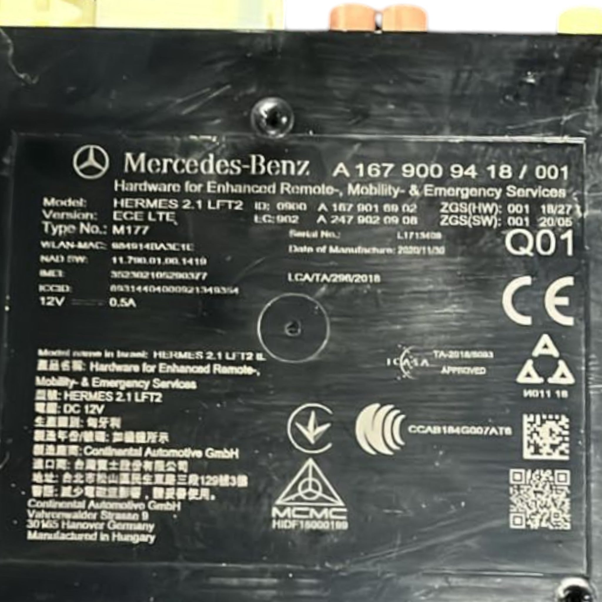 Centralina Autoradio Mercedes Benz GLC (X253) cod:A1679009418 (2015 >2022)