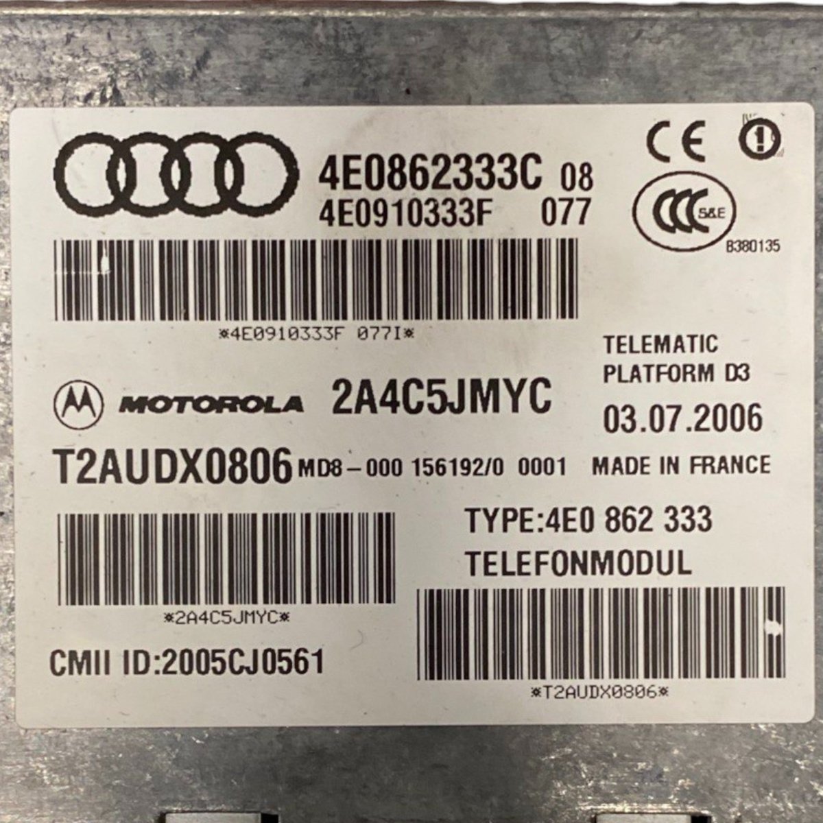 Centralina bluetooth audi q8 (2018-2023) Cod: 4e0862333c
