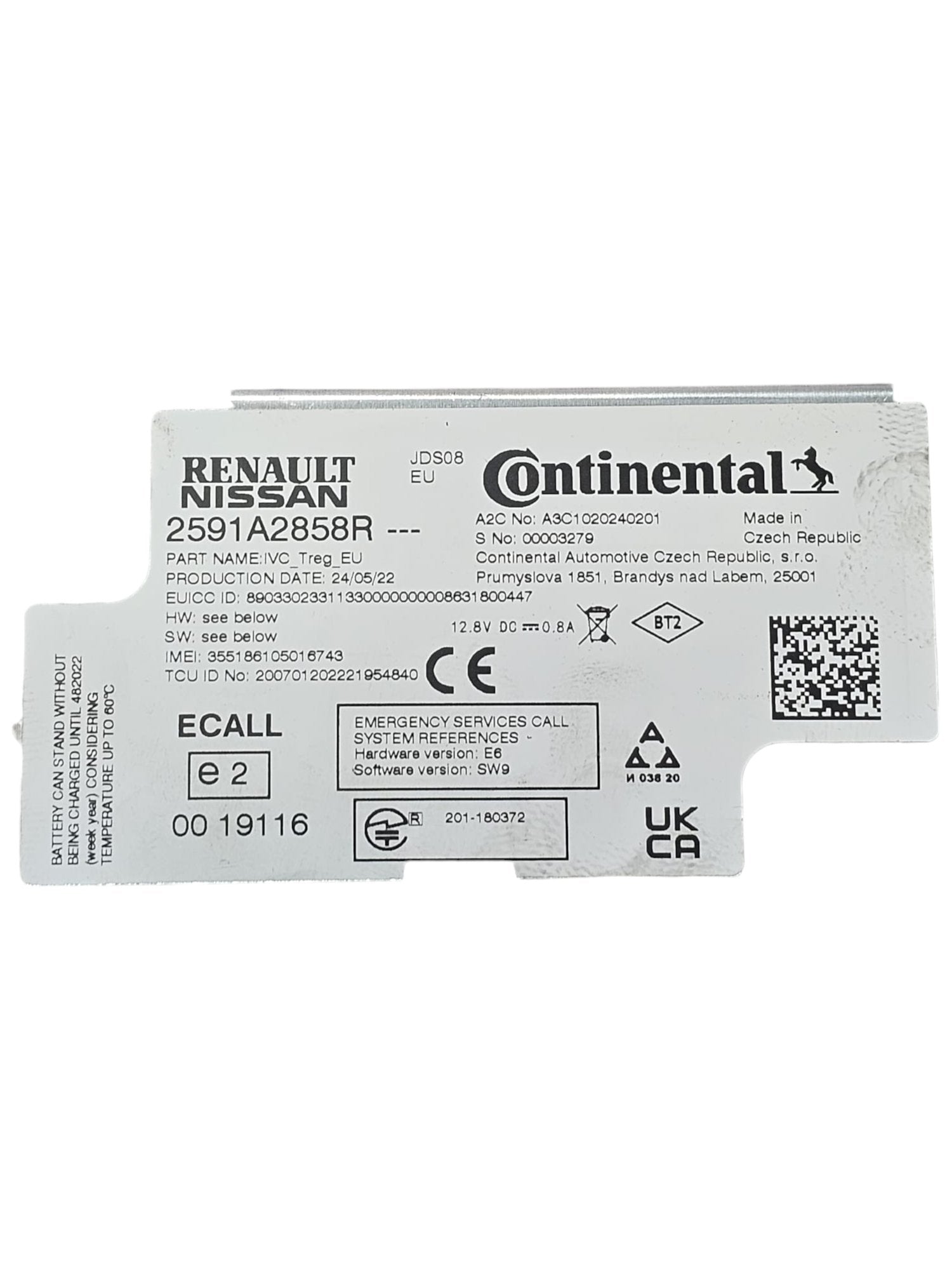 Centralina Bluetooth / GPS Renault Captur II (2019->) Cod:2591A2858R