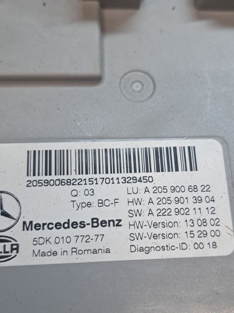 Centralina Body Computer Mercedes Classe C W205 2.2 Diesel (2014-2021) COD:A2059006822