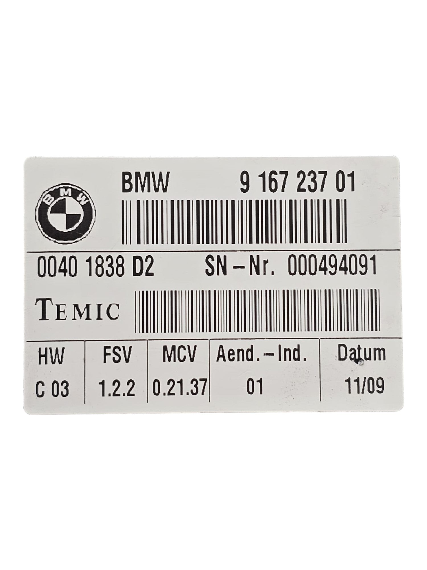 Centralina Cintura Sicurezza Posteriore Destra Bmw Serie 3 E90 Cod:916723701 (2005-2013)