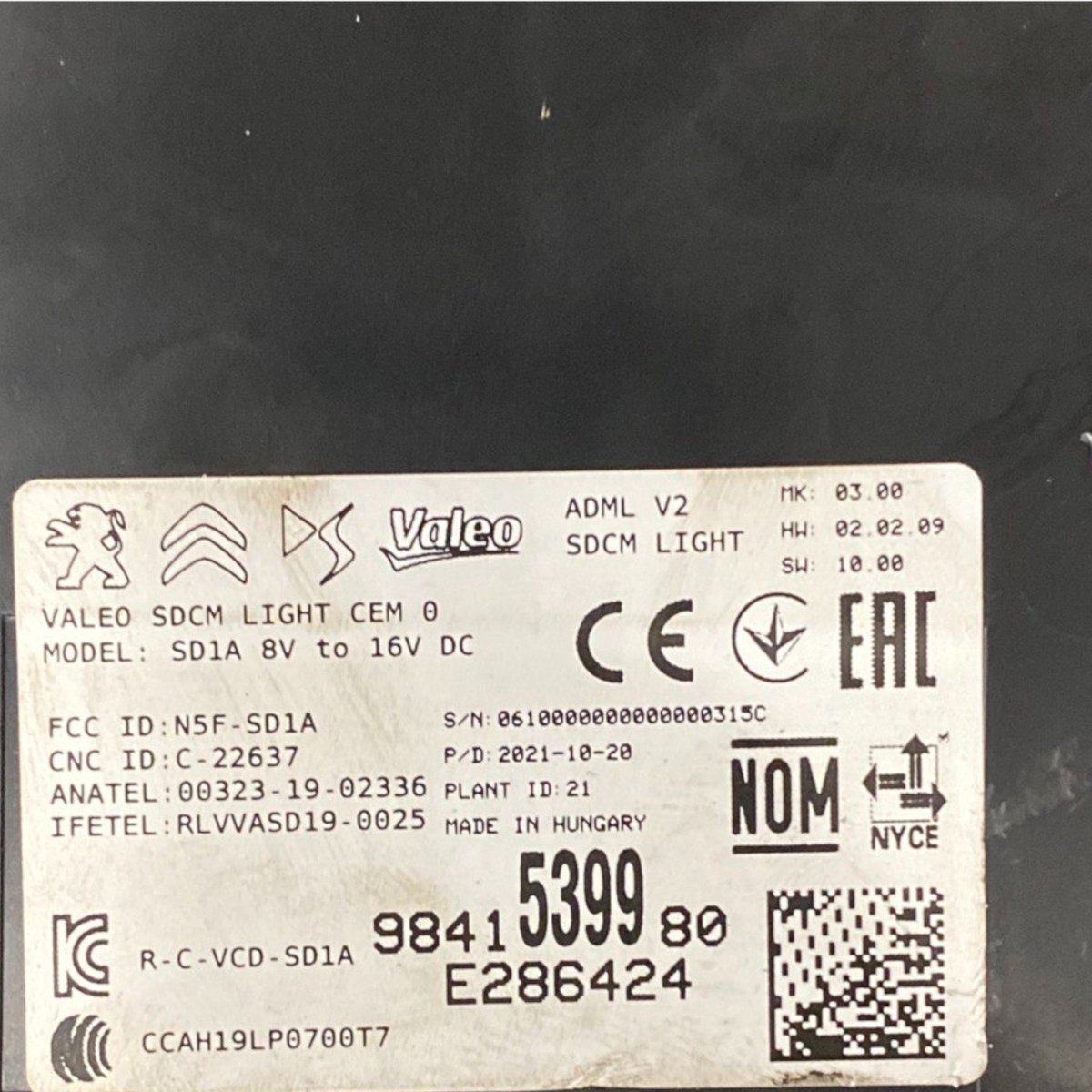 Centralina comfort peugeot 208 ii (2019-) Cod: e1175401