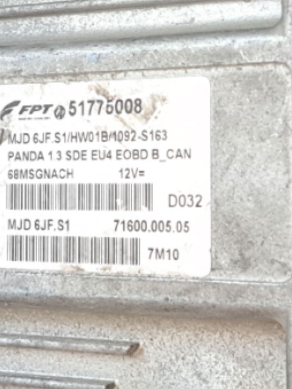Centralina Ecu Motore Fiat Panda 169 1.3 mjt (2003-2011) COD.51775008