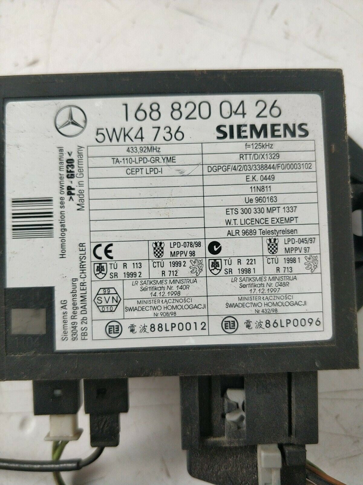 Centralina Immobilizer Mercedes Classe A W168 2002 1688200426 / 5wk4736