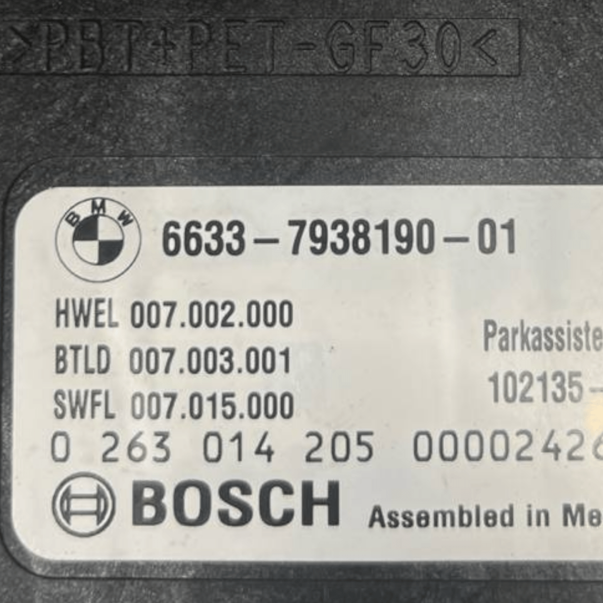 Centralina / Modulo Sensori di Parcheggio Bmw Serie 1 F20 (2011 al 2019) cod: 7938190-01