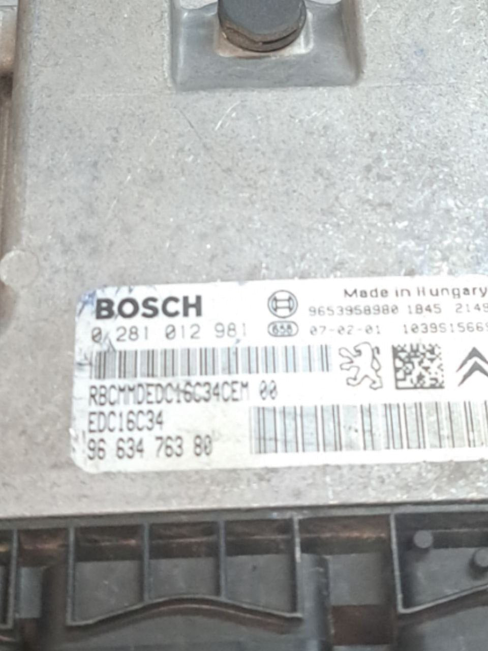 Centralina motore ecu Citroen C4 Picasso 1.6 hdi (2007) COD:9653958980 - 0281012981