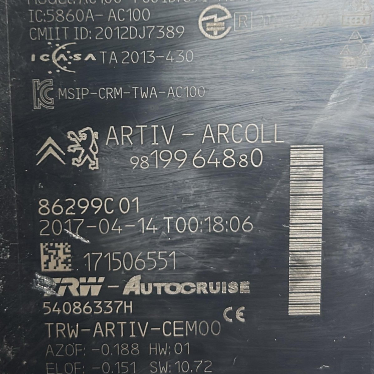 Centralina / Sensore Distronic Peugeot 308 II cod.9819964880 (2013 > 2021) Radar