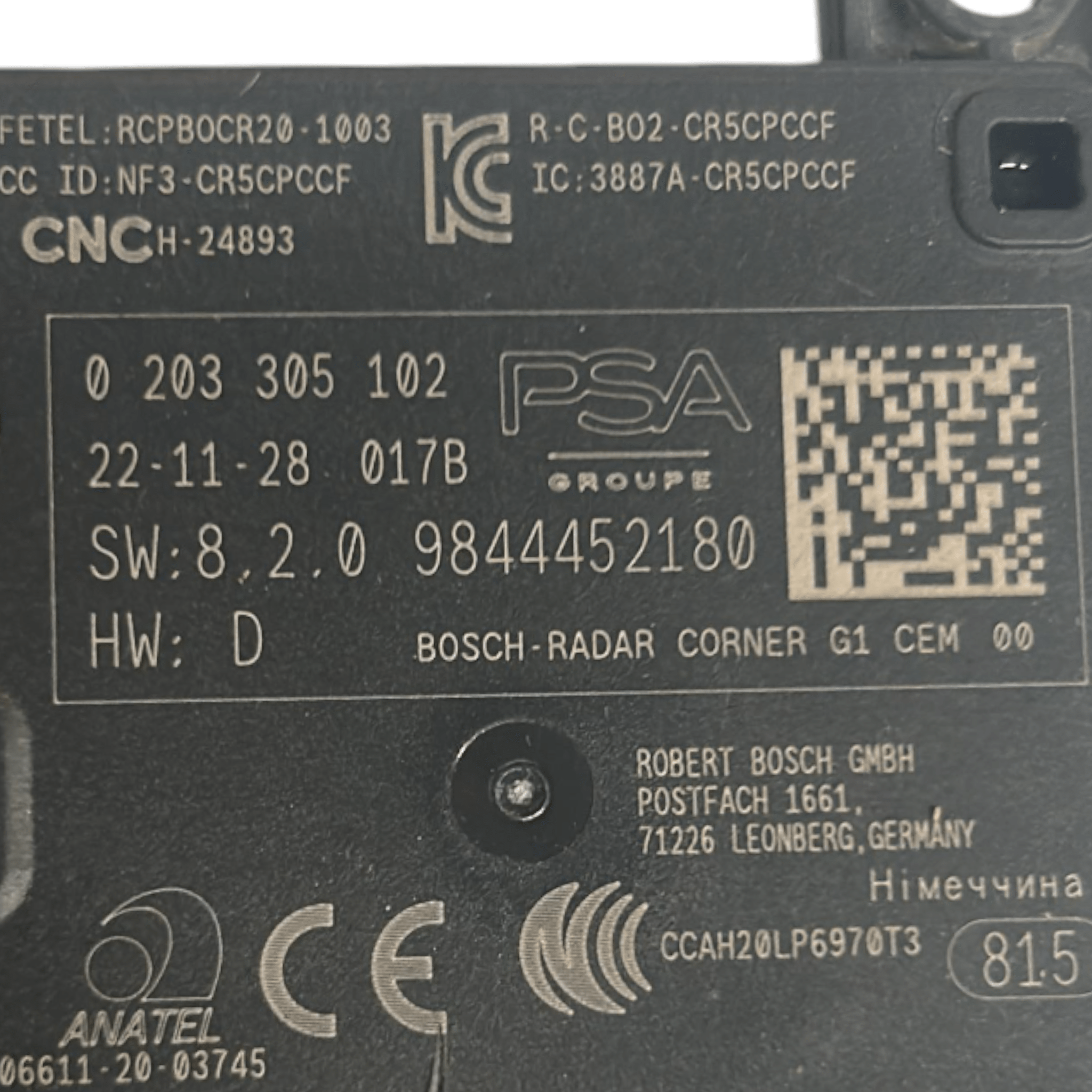 Centralina / Sensore Radar Peugeot 308 III cod.9844452180 (2021 > )
