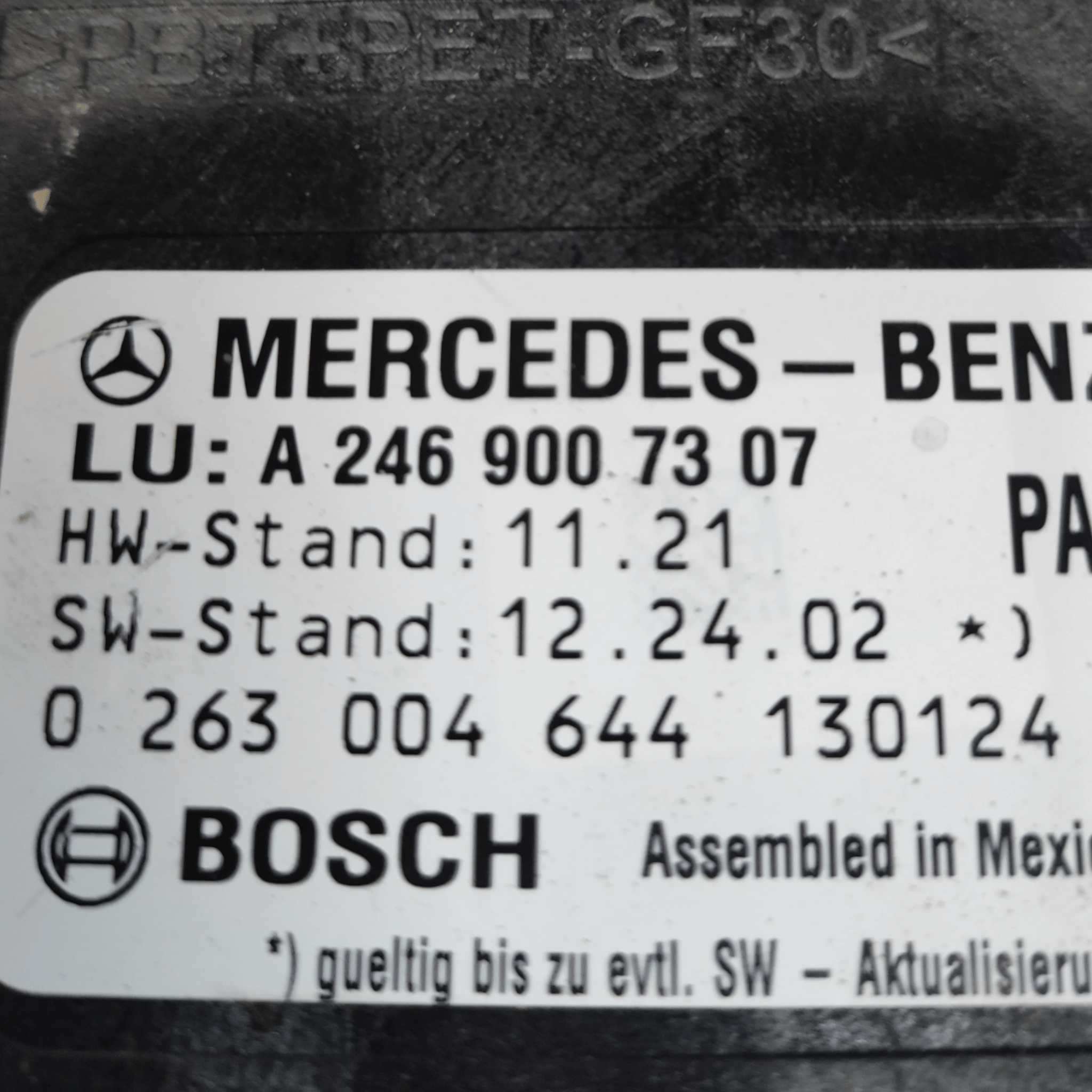 Centralina Sensori Parcheggio Mercedes Classe B W246 COD: A2469007307 (2011-2018)