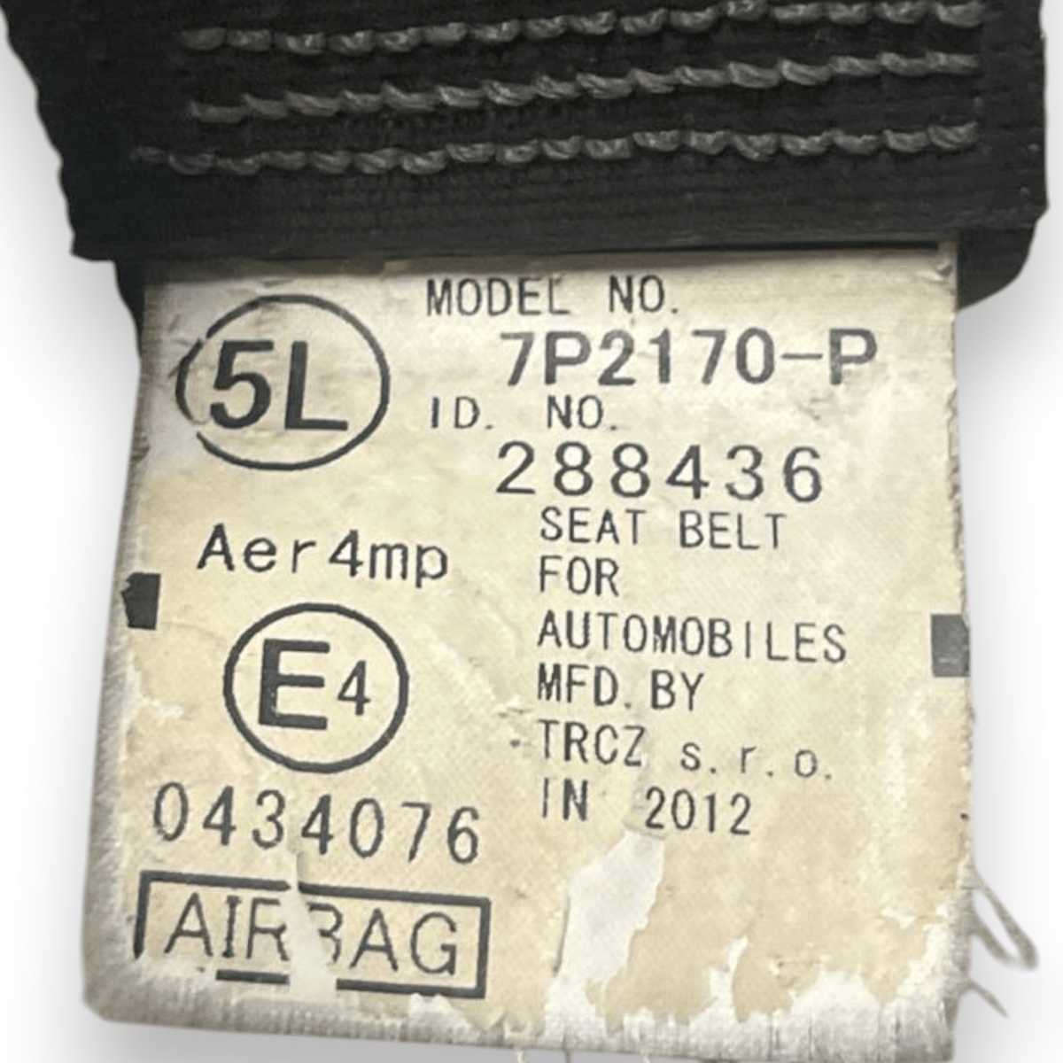 Cintura di Sicurezza anteriore destra (dx) Peugeot 107 (2005 al 2014) cod: 7P2170-P