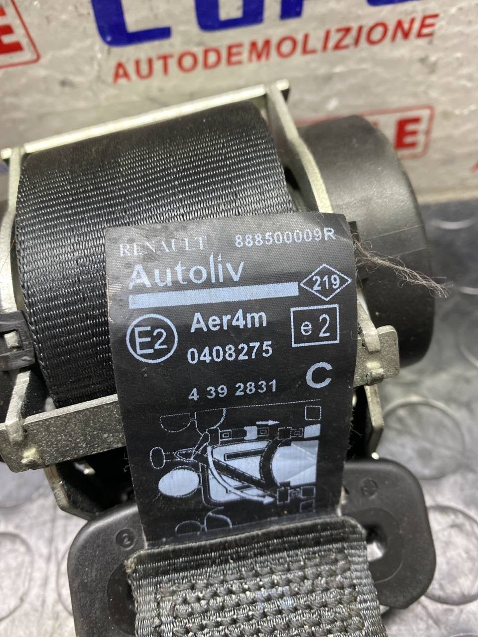 Cintura di sicurezza posteriore centrale Renault scenic III cod:888500009R