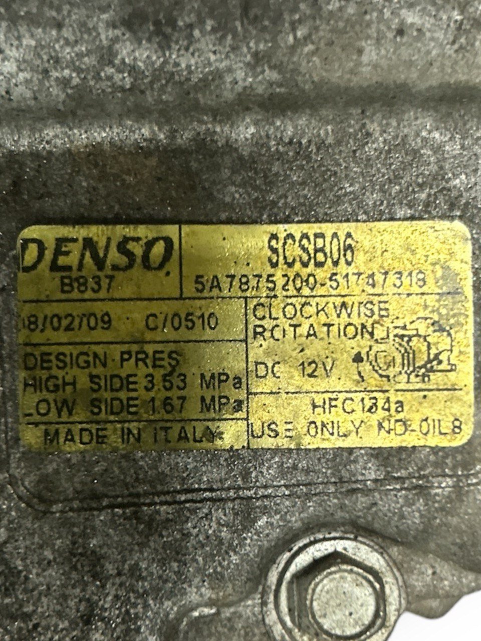 Compressore Aria Condizionata Fiat Bravo 1.4 Benzina (2007 > 2014) cod . 51747318