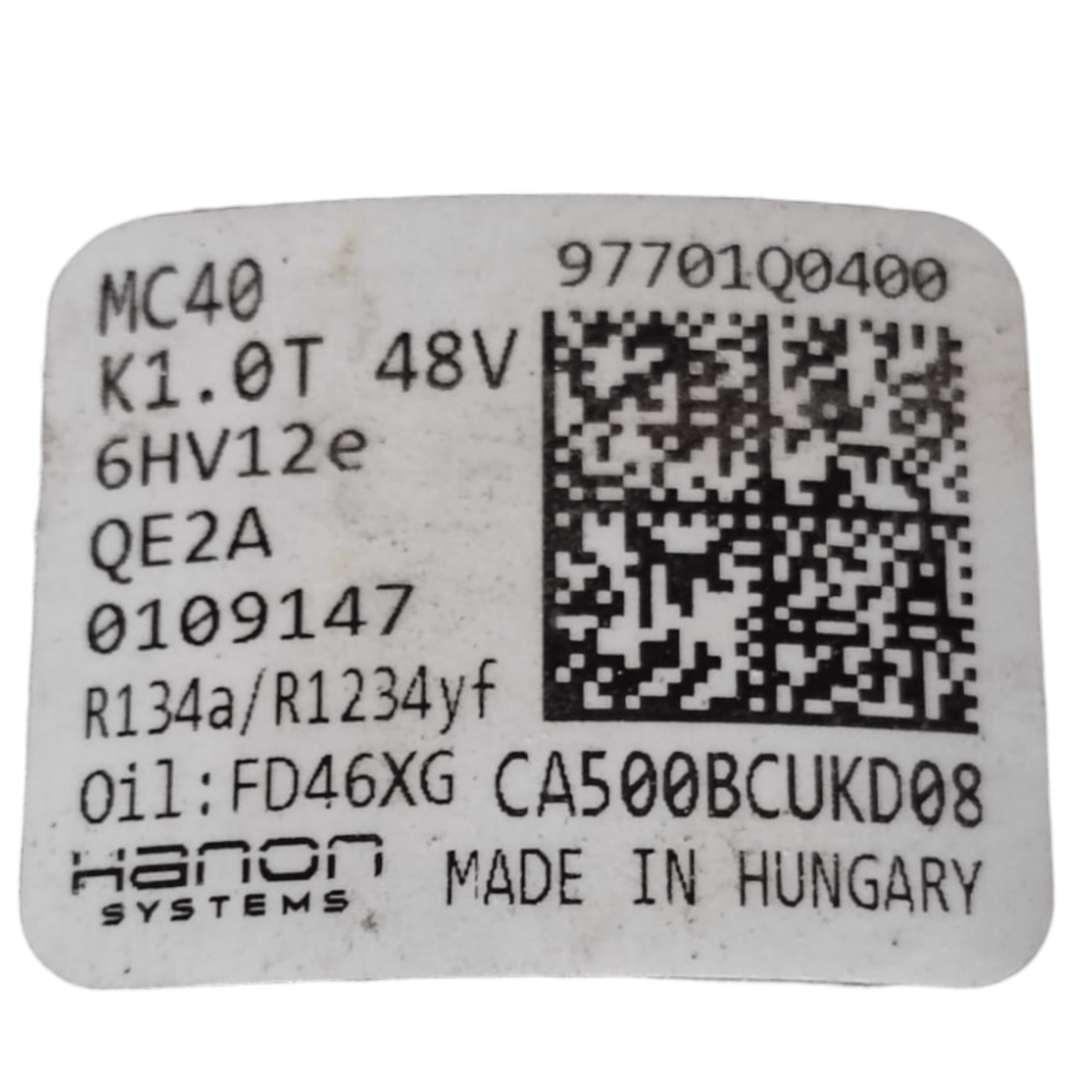 Compressore aria condizionata hyundai bayon 1.0 benzina - hybrid cod: 97701q0400 (2021-)