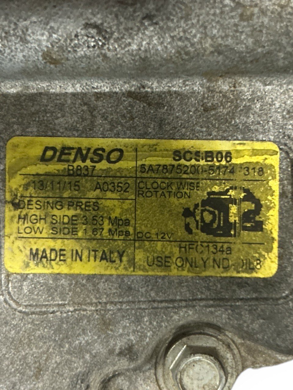 Compressore Aria Condizionata Lancia Ypsilon 1.2 Benzina (2004 > 2012) cod . SCSB06