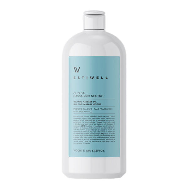 ESTIWELL OLIO MASSAGGIONEUTRO PROFUMO TALCATO 1000 ML - BIBA-RICAMBI