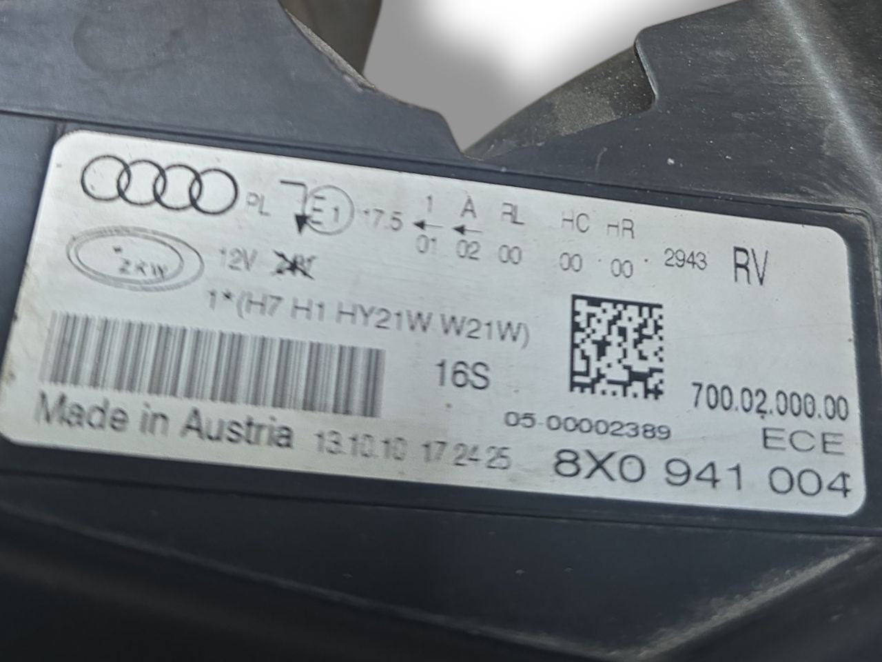 FARO ANTERIORE DESTRO ALOGENO AUDI A1 8X (2010-2014) Cod : 8X0941004