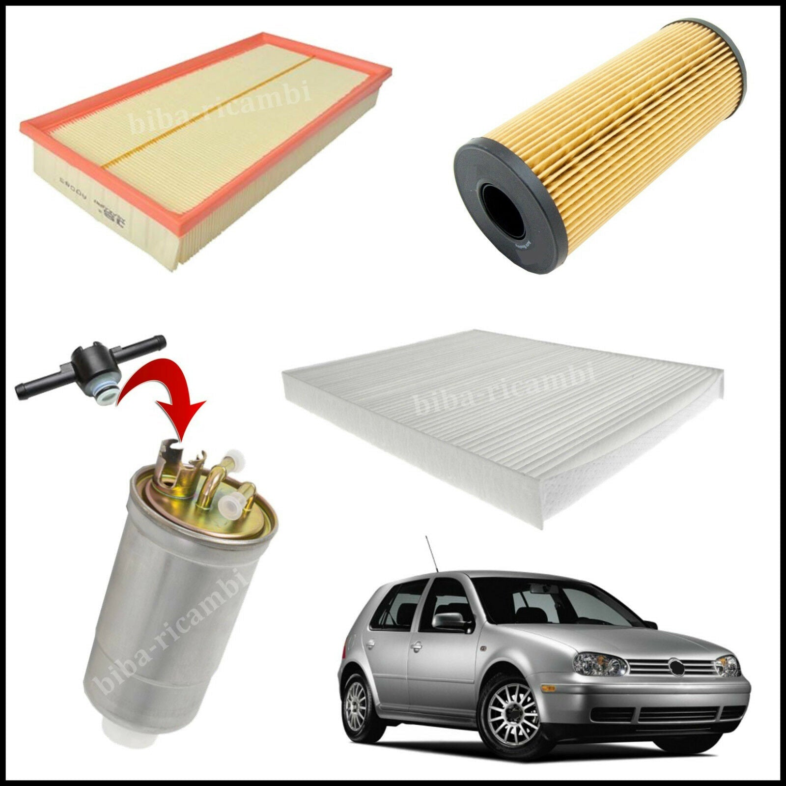 Kit Tagliando Filtri Per Volkswagen Golf IV 1.900 TDI 96kw/130cv dal 2000> BIBA-RICAMBI