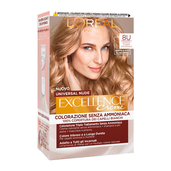 L'OREAL EXCELLENCE NO AMMONIACA BIONDO CHIARO NUDE 8U - BIBA-RICAMBI