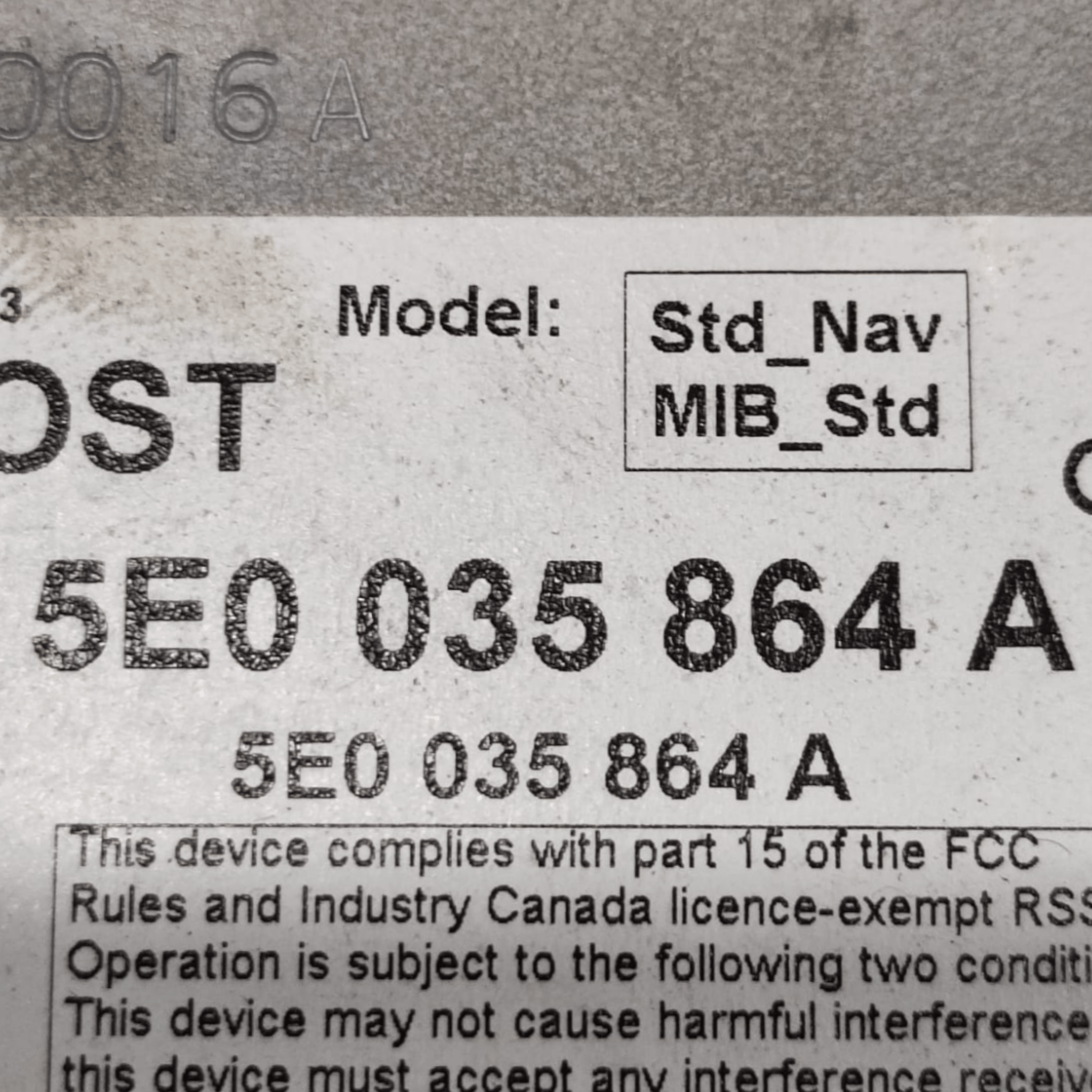 Lettore CD Skoda Octavia III Serie COD: 5E0035864A (2013-2019)