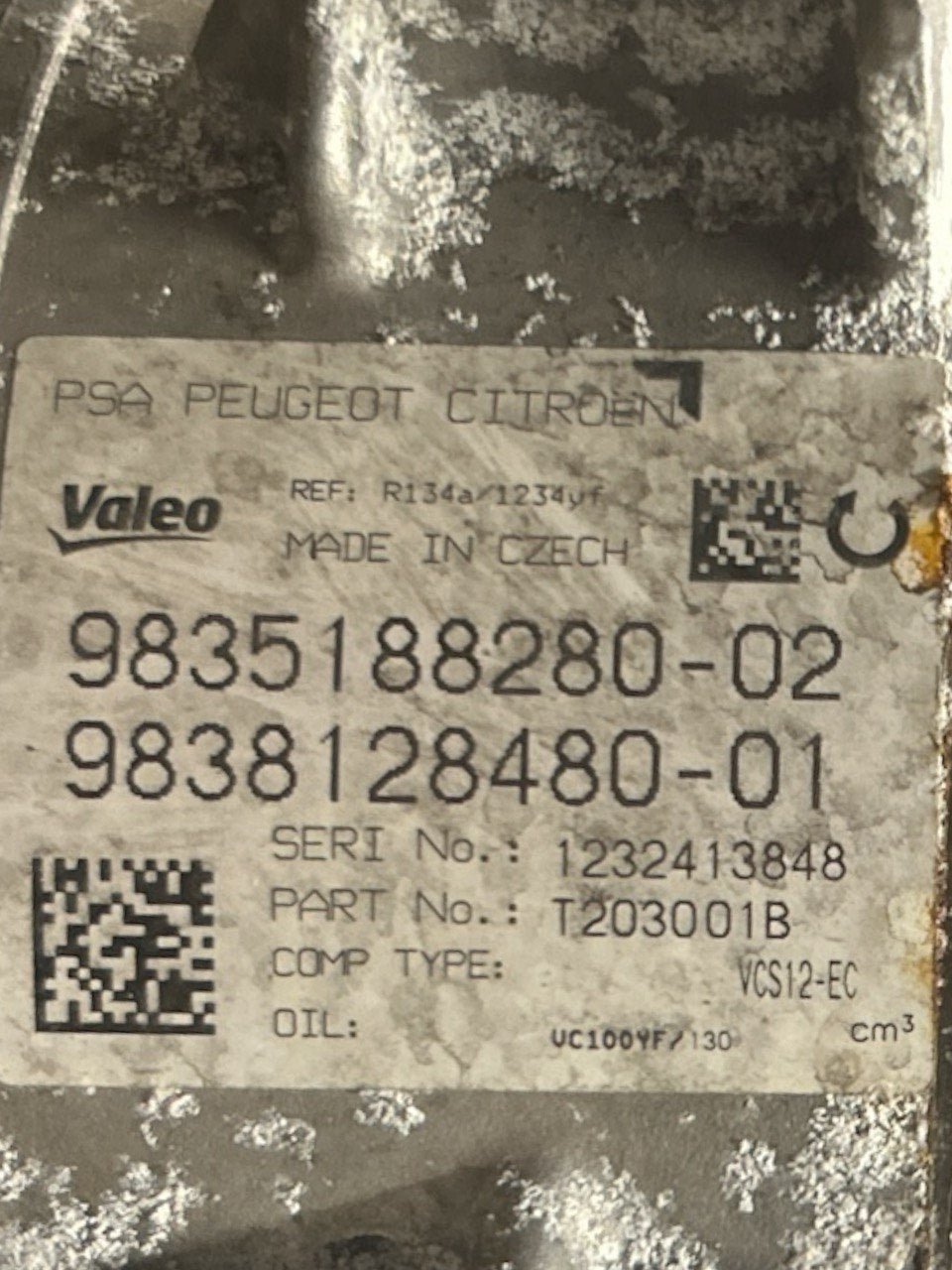 Peugeot 308 II 1.5 Diesel (2013 > 2021) cod.9838128480-01 Compressore Aria Condizionata