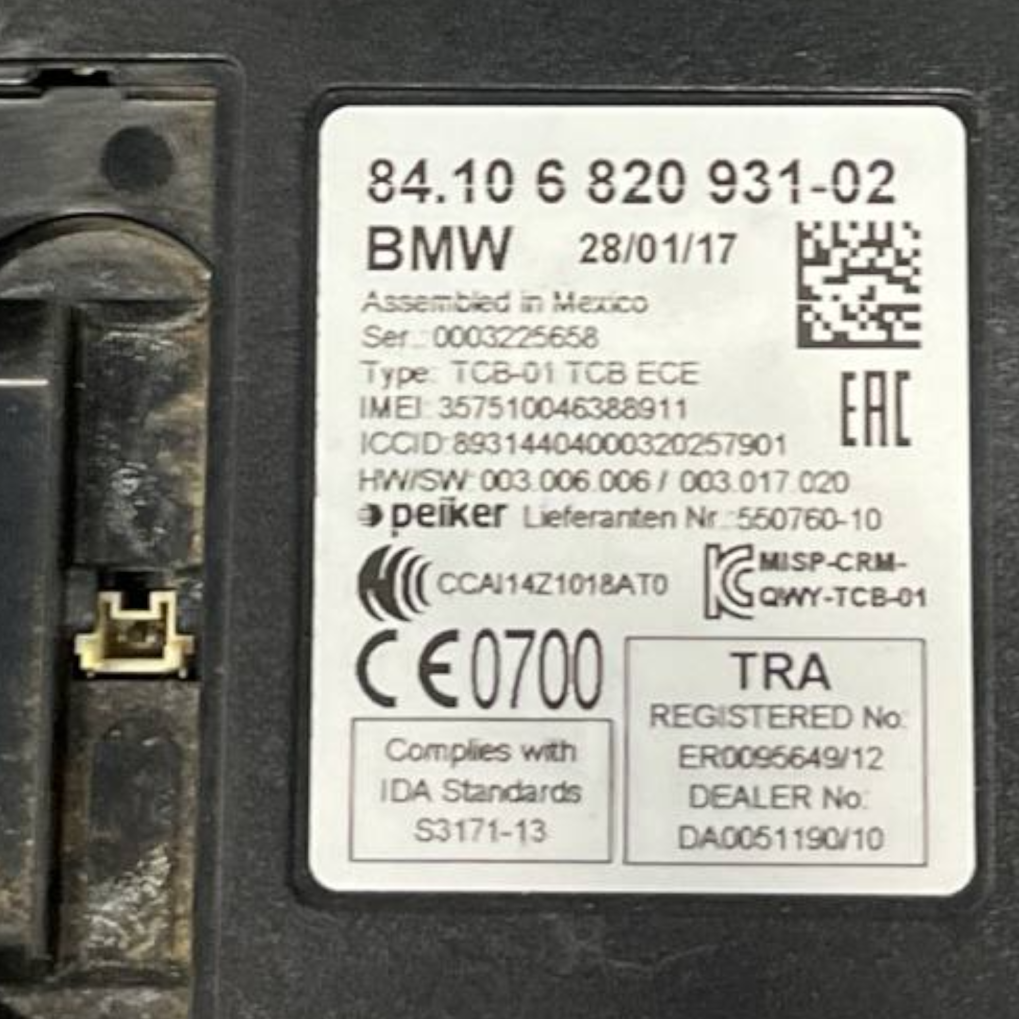 Centralina Bluetooth Bmw Serie 1 F20 (2011 al 2019) cod: 6820931-02