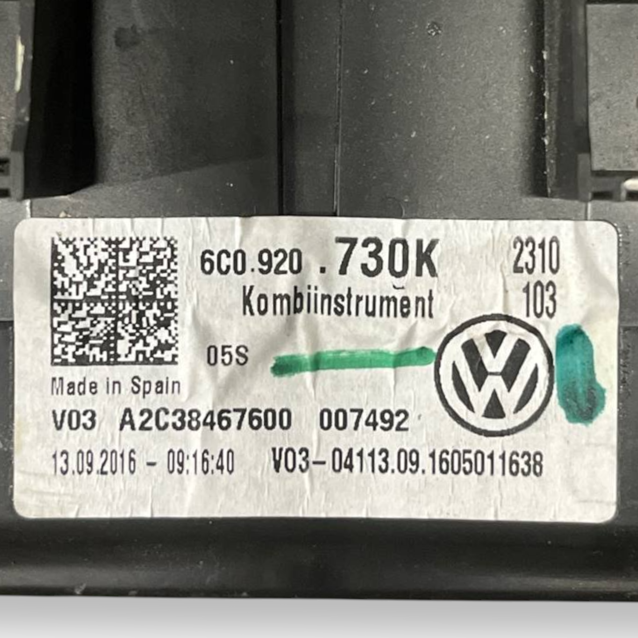 Tachimetro / Contachilometri Volkswagen Polo V 6R 1.6 Benzina - Gpl (2009 al 2017) cod: 6C0920730K
