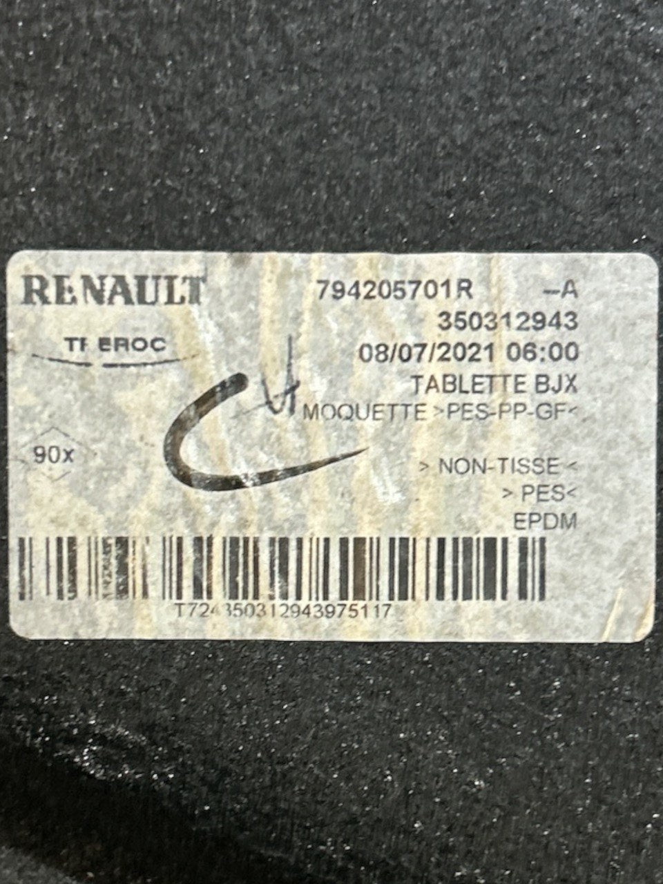 Ripiano / Cappelliera Dacia Sandero III (2020 > ) cod.794205701R