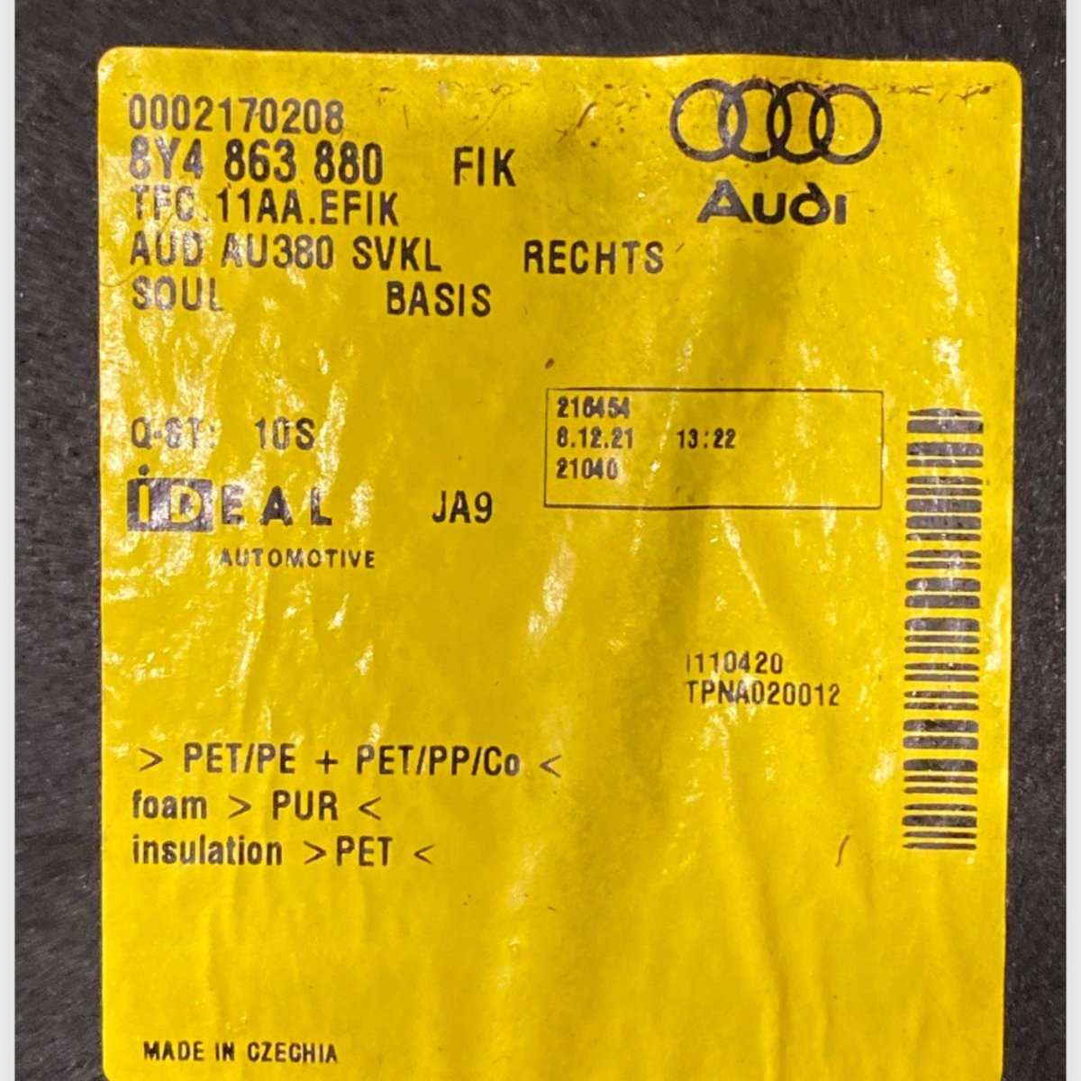 Rivestimento bagagliaio destro (dx) audi a3 8y (2020-) Cod: 8y4863880