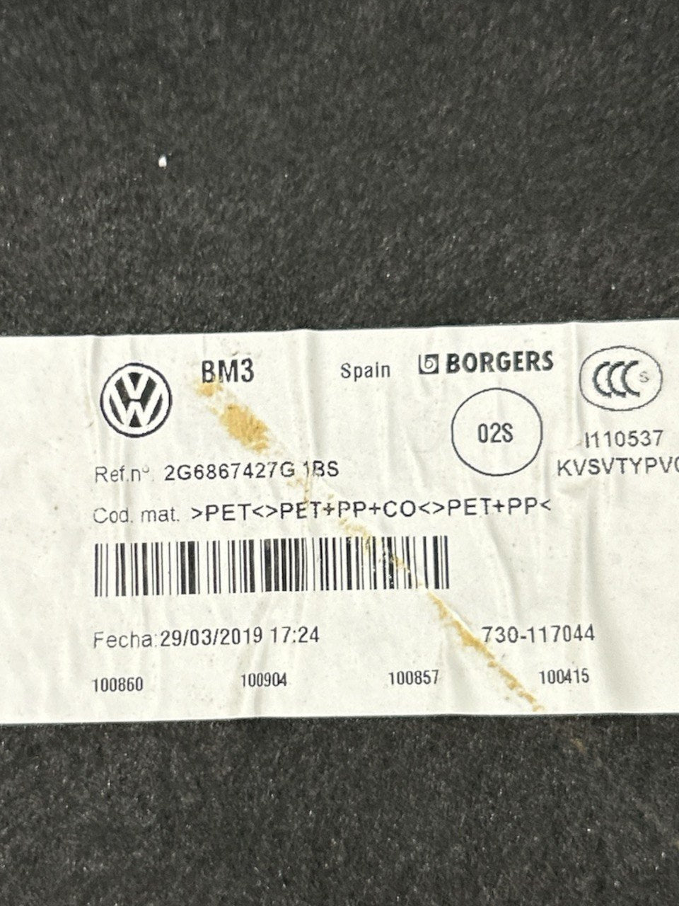 Rivestimento Cofano / Bagagliaio Sinistro Volkswagen Polo VI (AW1) (2017 > ) cod.2G6867427G
